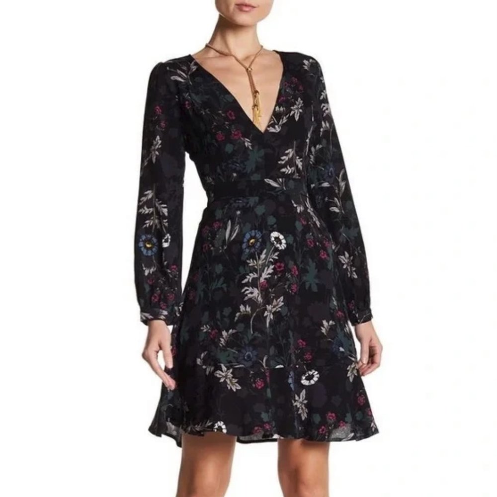 ASTR The Label Floral Swing Long Sleeve Mini Dress Small Fairy Goth